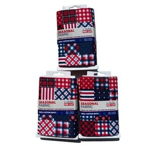 Patriotic Patchwork 44" x 1 Yard 100% Cotton Precut Fabric, (Lot of 3 Yards)